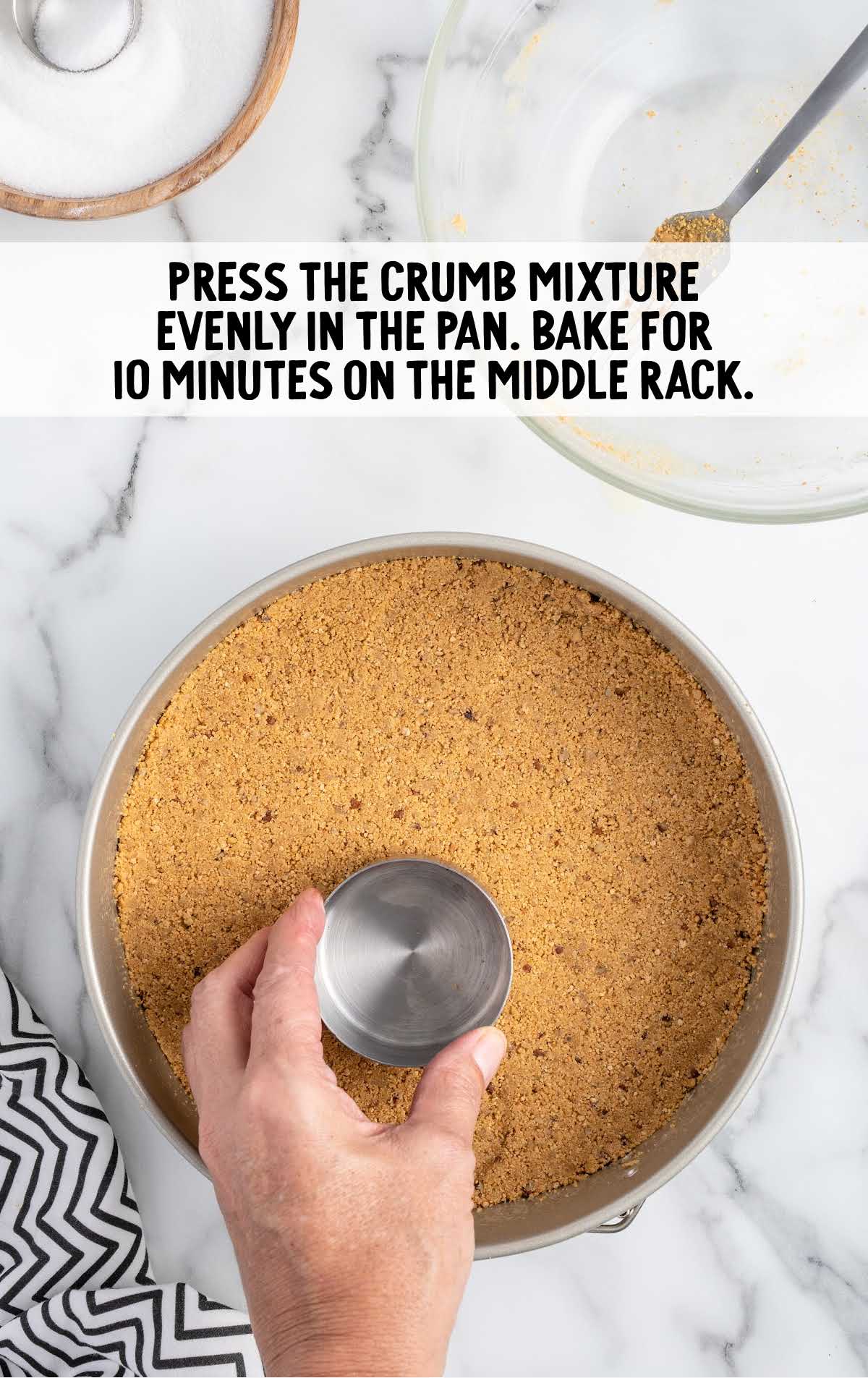 crumb mixture pressed in the pan
