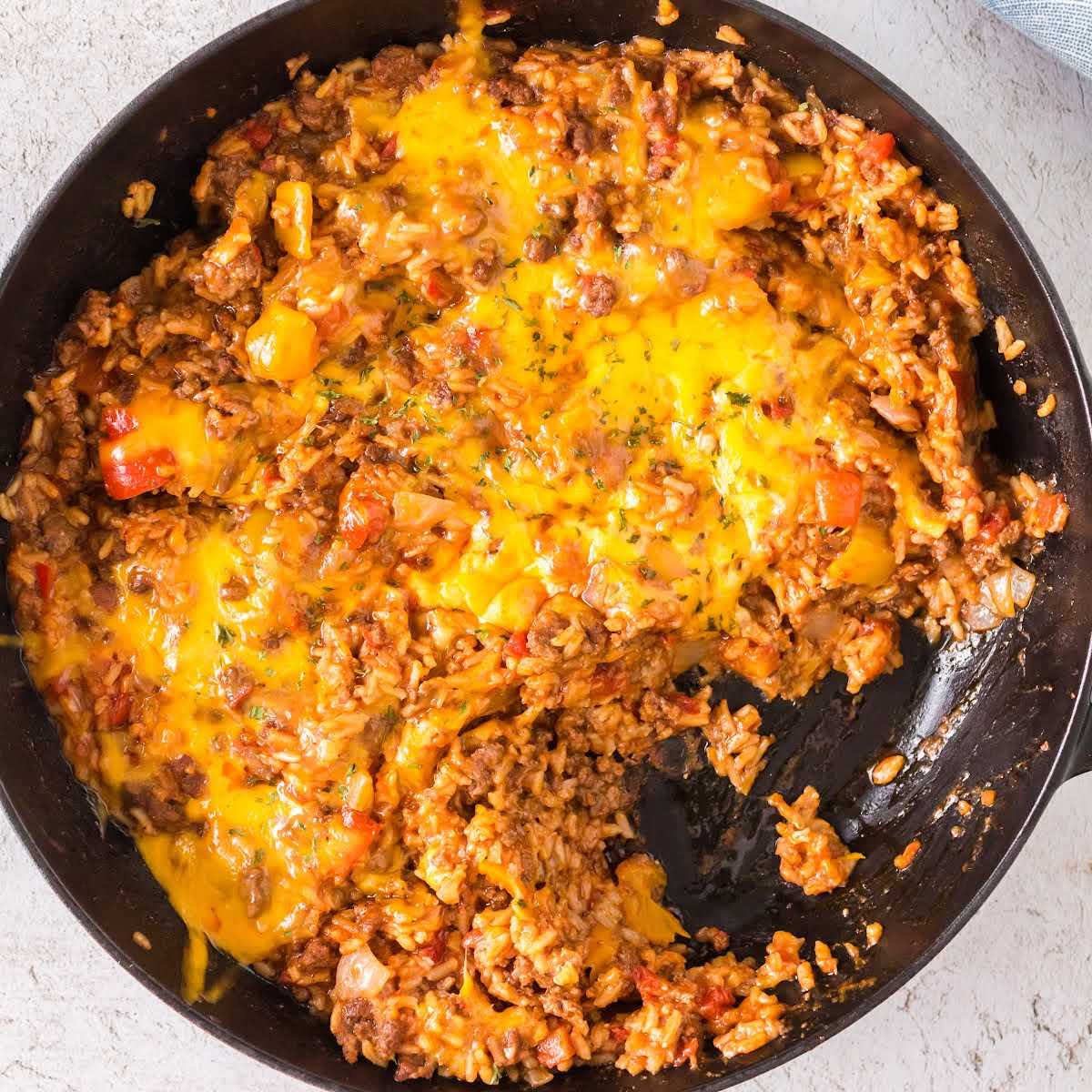 a overhead shot of Unstuffed Pepper Casserole in a pan
