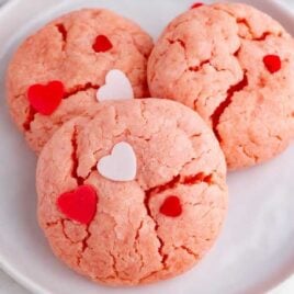 overhead shot of Valentine Cookies on a plate