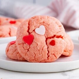 a close up shot of Valentine Cookies on a plate