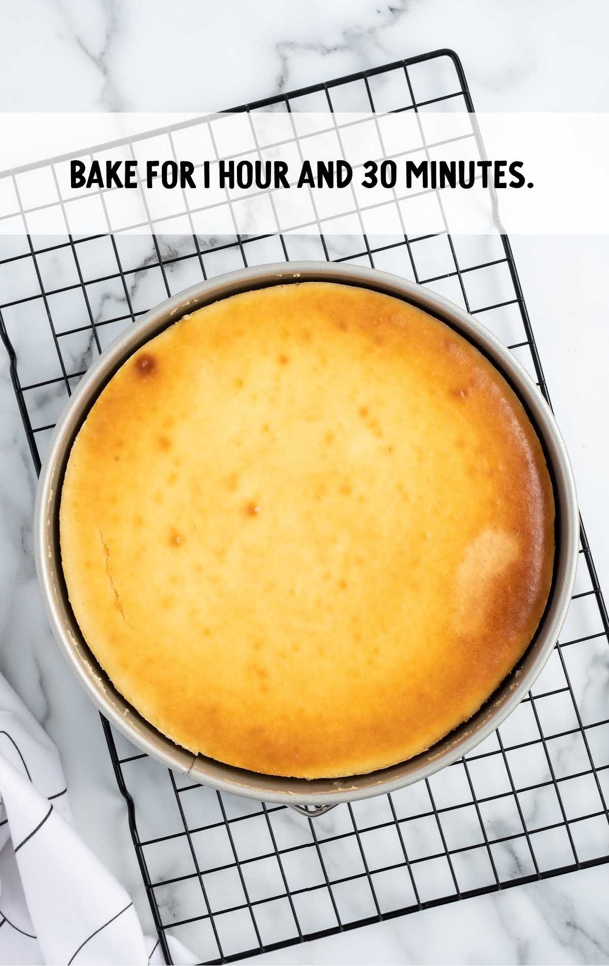 bake cheesecake for 1 hour and 30 minutes