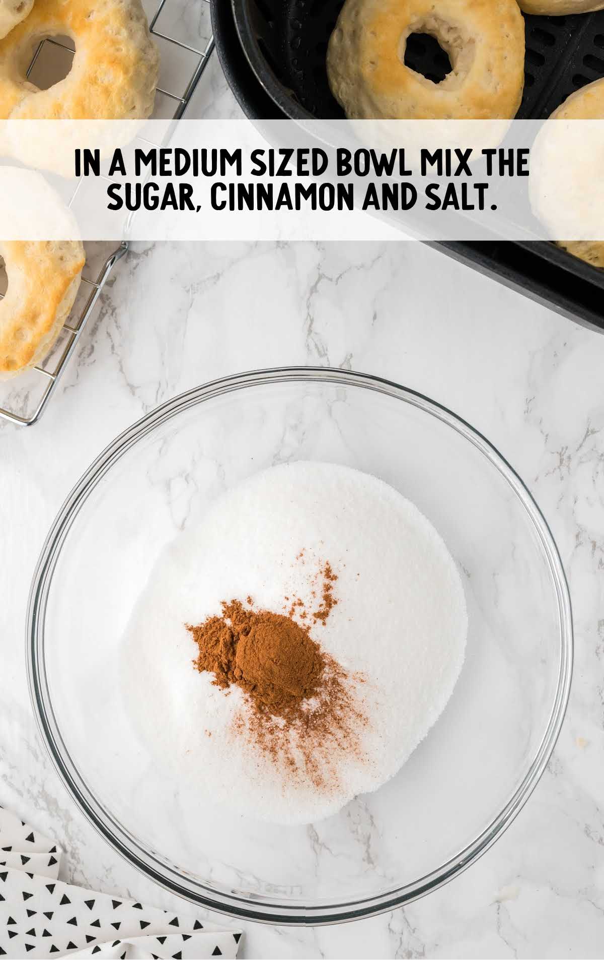 sugar, cinnamon, and salt combined in a bowl
