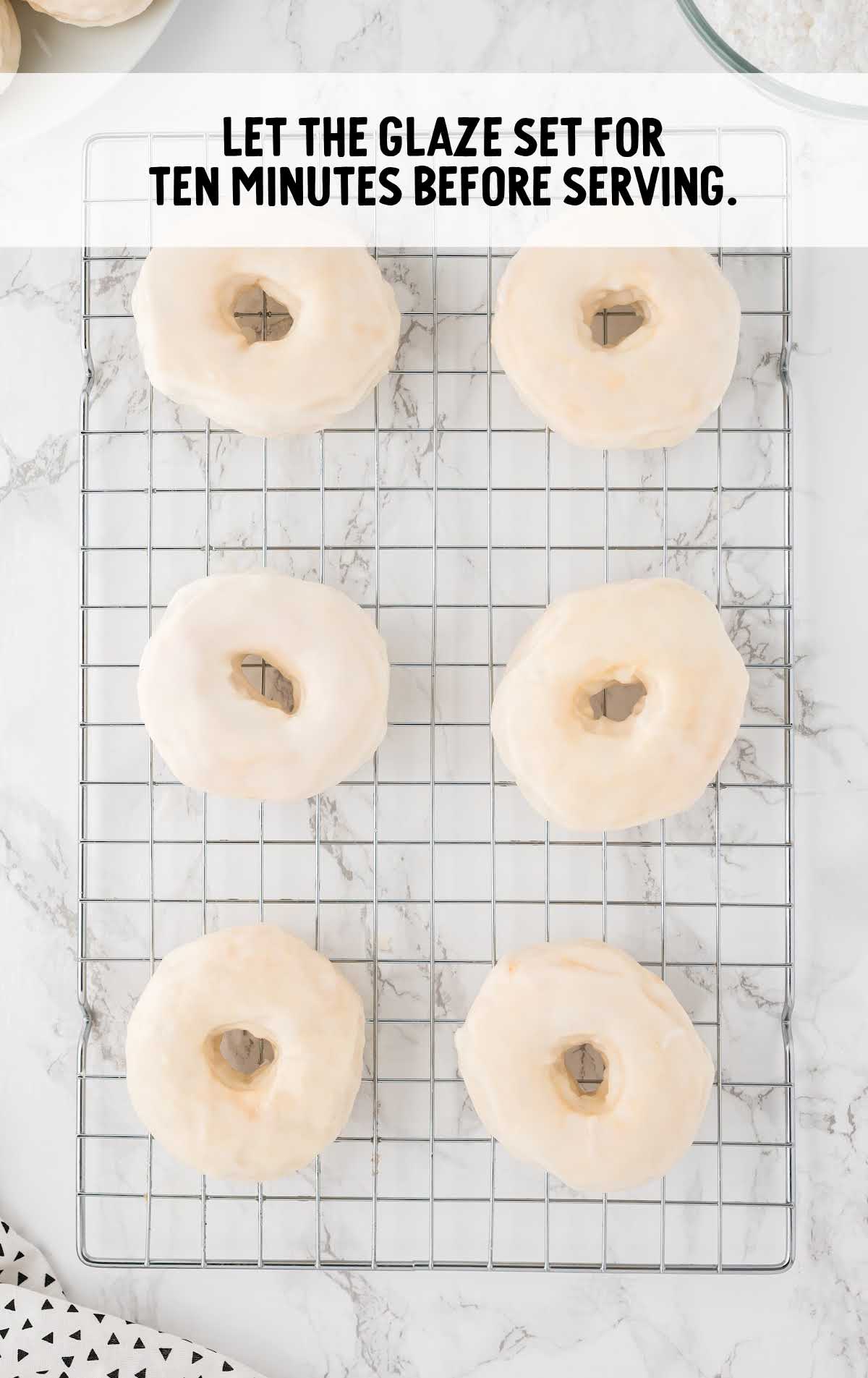 let the glaze rest on the donuts
