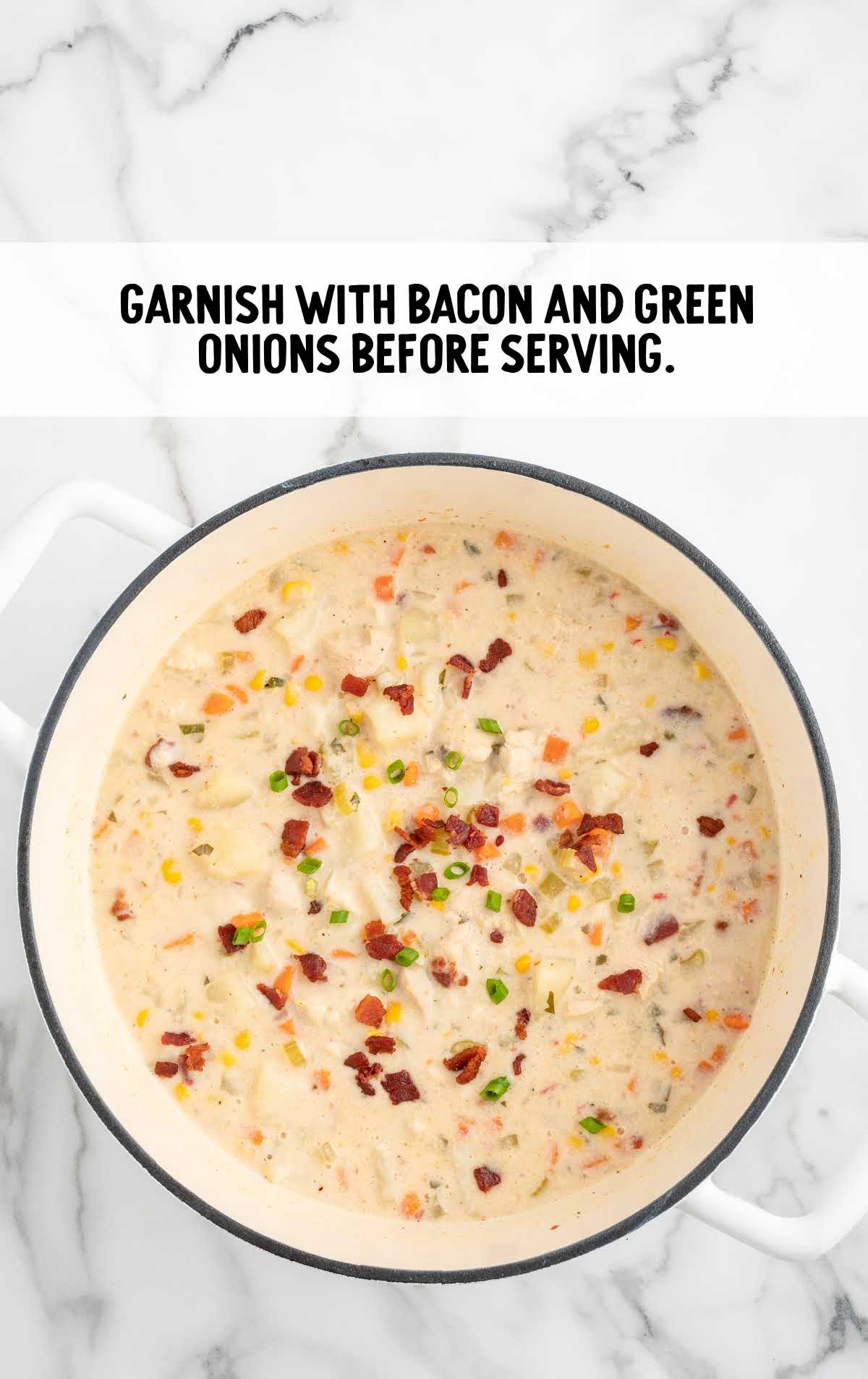 chowder garnished with bacon and green onions