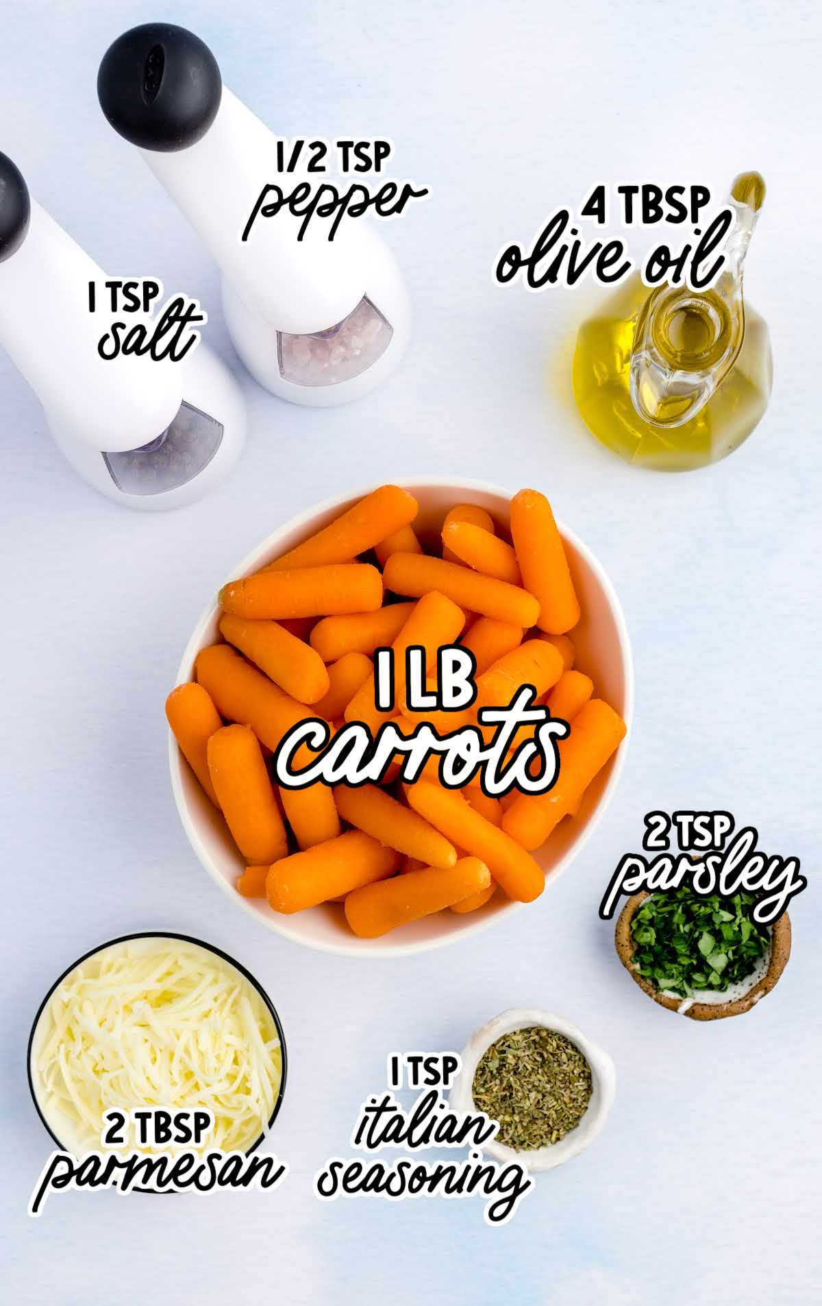 Air Fryer Carrots raw ingredients that are labeled