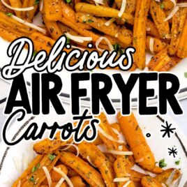 overhead shot of Air Fryer Carrots on a plate