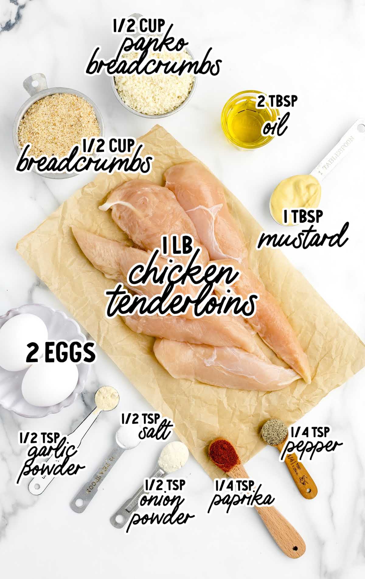 Air Fryer Chicken Tenderloins raw ingredients that are labeled