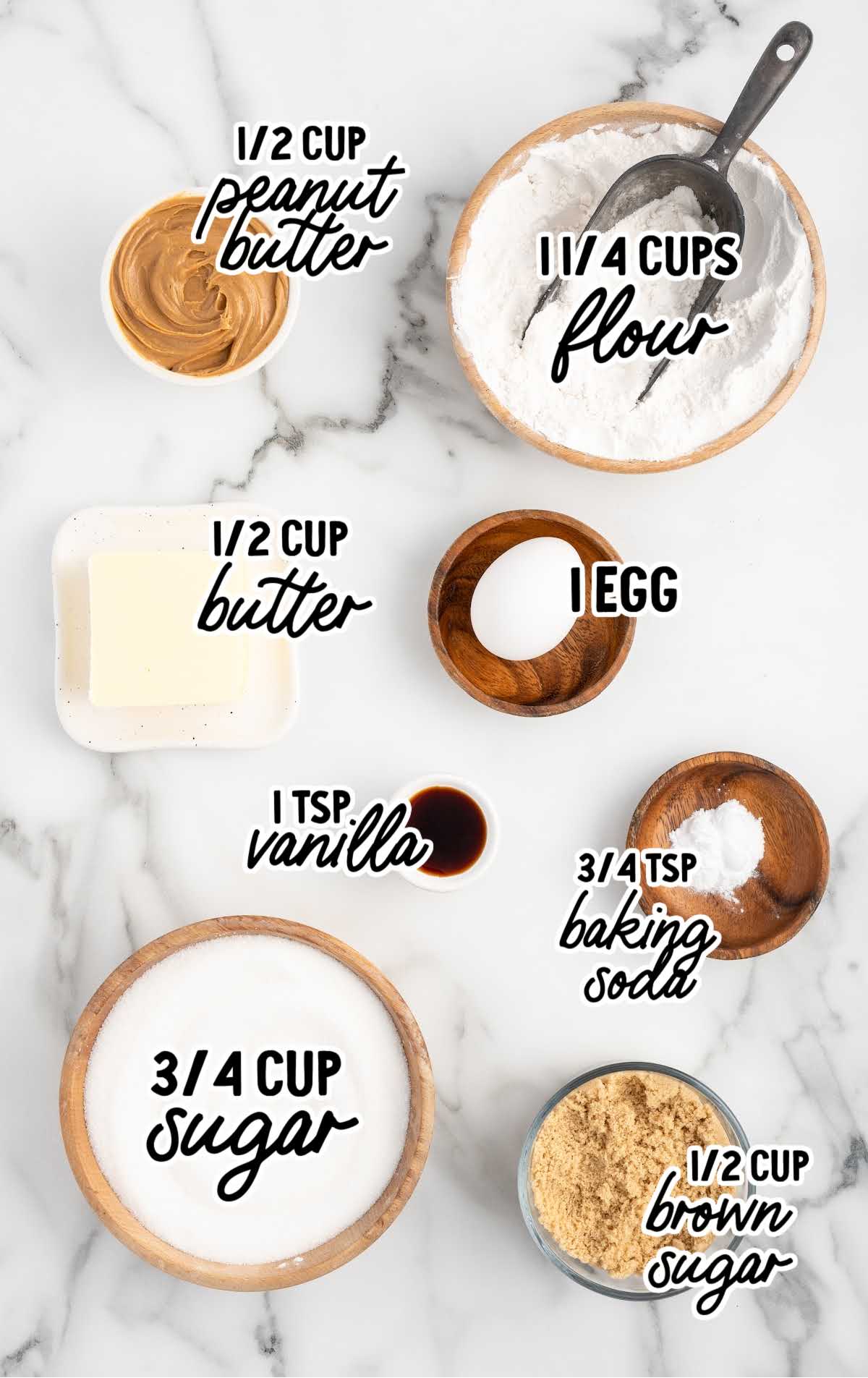 Air Fryer Peanut Butter Cookies raw ingredients that are labeled