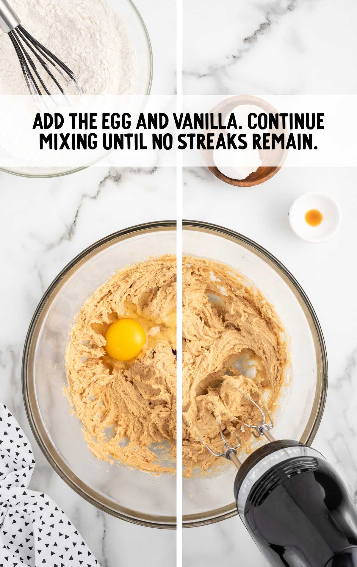egg and vanilla whisked in a bowl