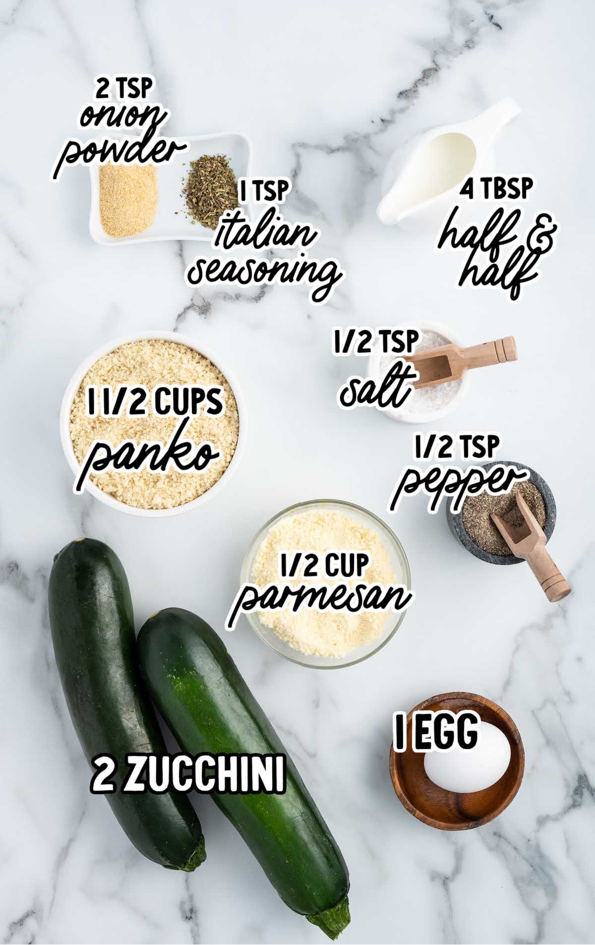 Air Fryer Zucchini Bread raw ingredients that are labeled