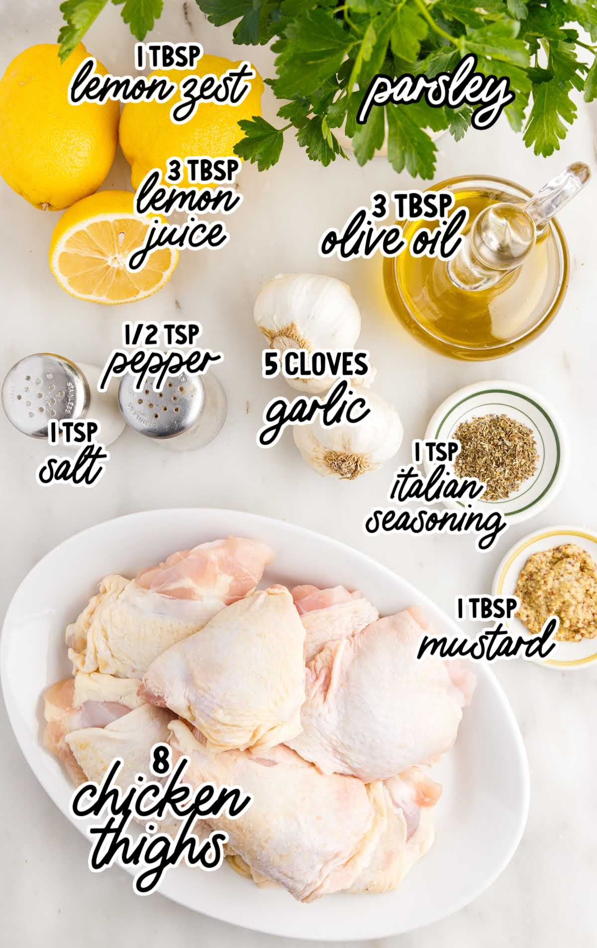Baked Chicken Thighs raw ingredients that are labeled