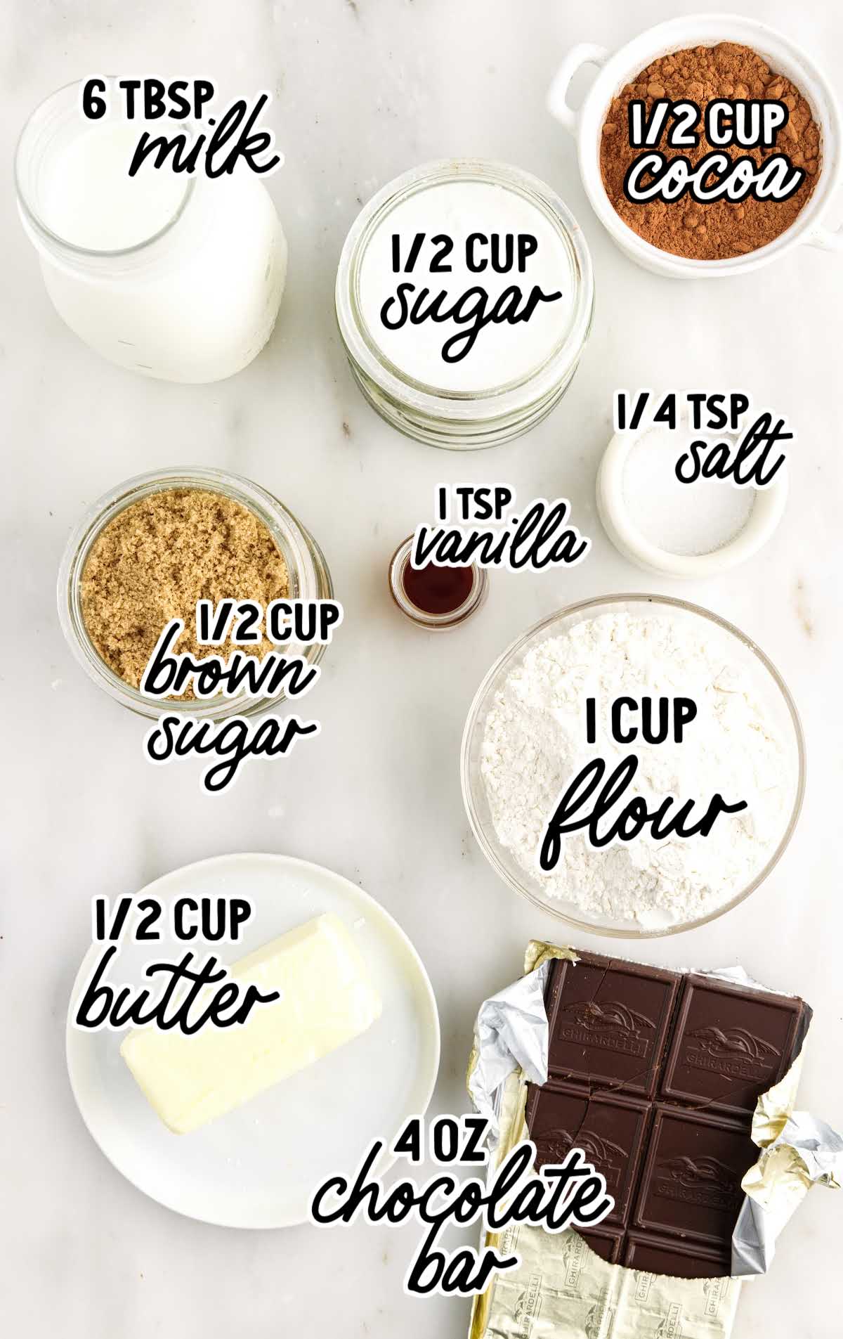 Brownie Batter raw ingredients that are labeled