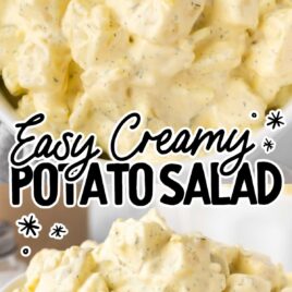 a close-up shot of Creamy Potato Salad in a bowl
