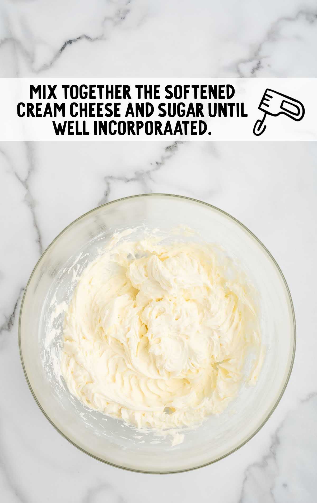 cream cheese and sugar combined in a bowl