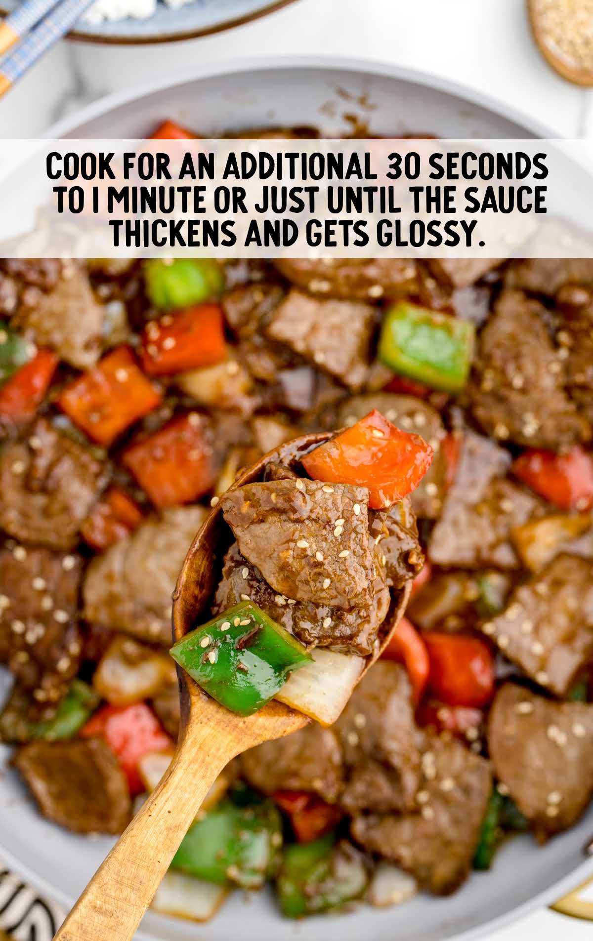 cook pepper steak for an additional 30 seconds