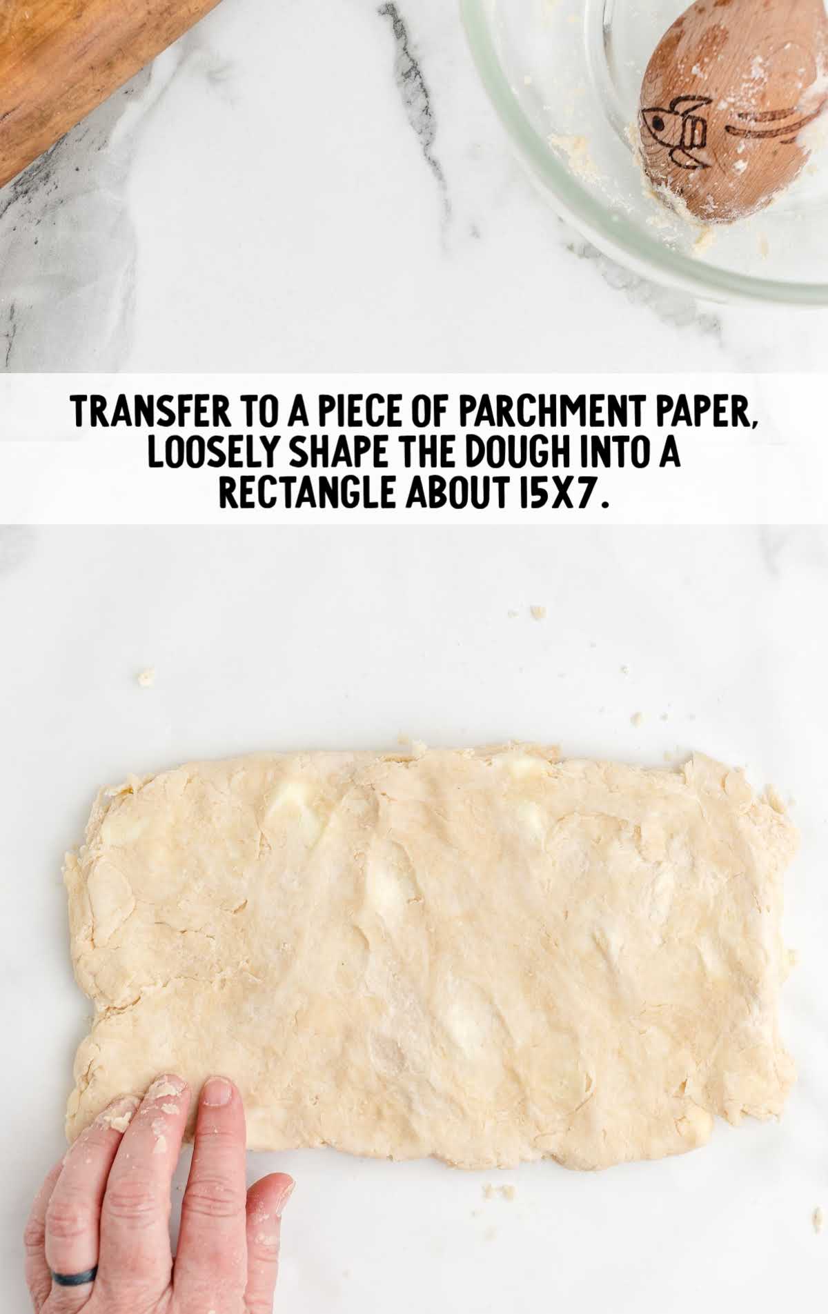 pie crust dough placed on parchment paper