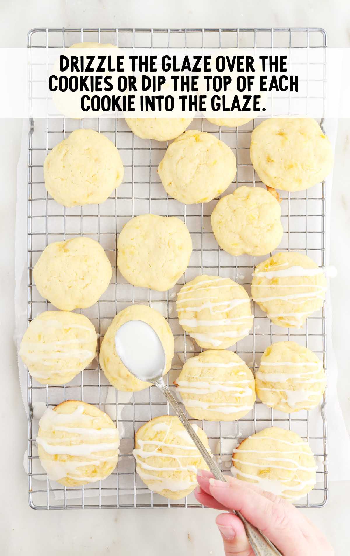 glaze drizzled on top of the cookies