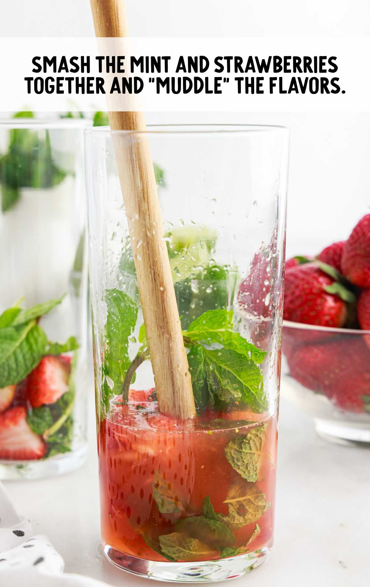mint and strawberries smashed together