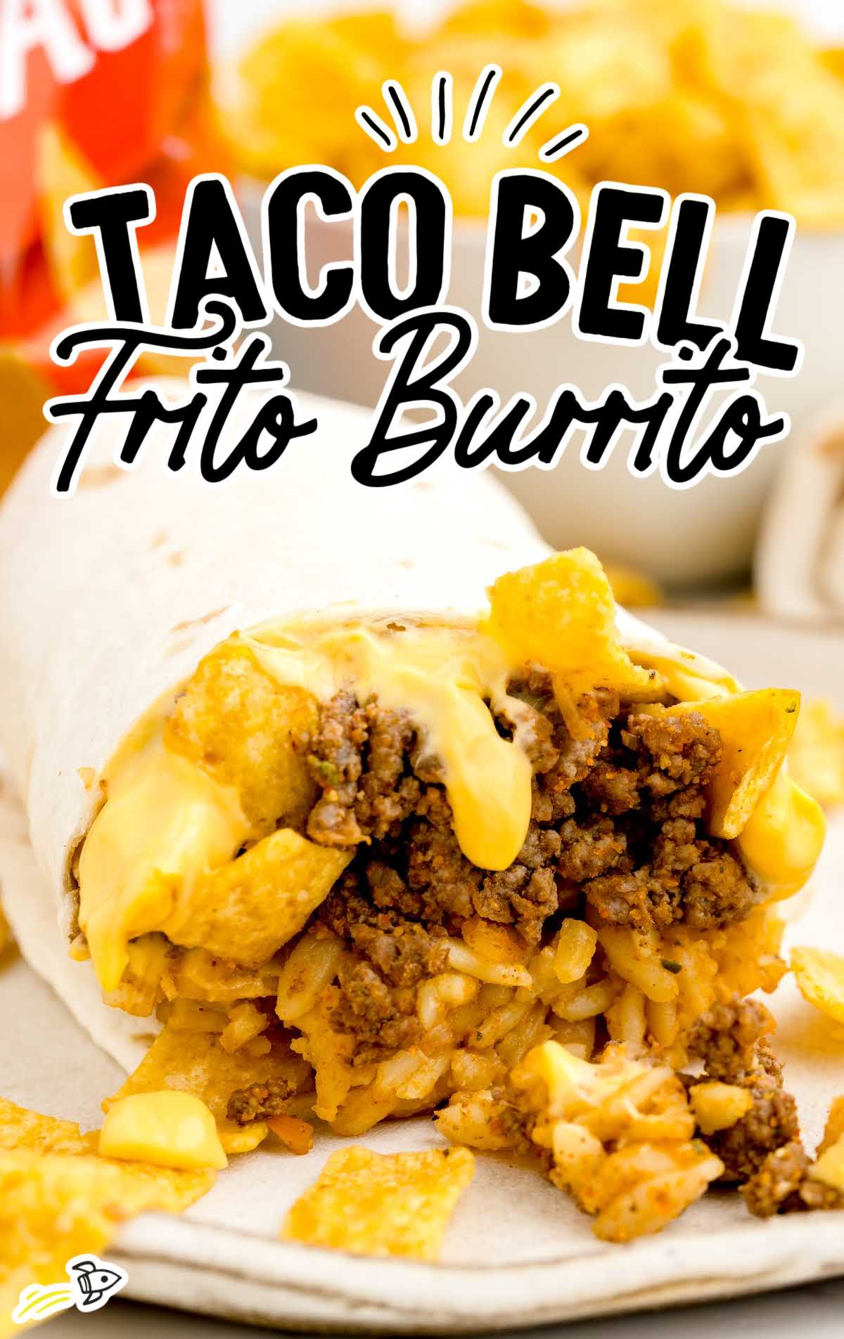 close up shot of a Taco Bell Frito Burrito on a plate