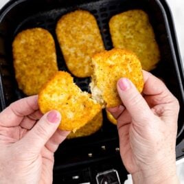hash browns in an air fryer and being broken apart
