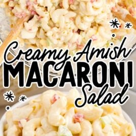 a close-up shot of a cup of Amish Macaroni Salad