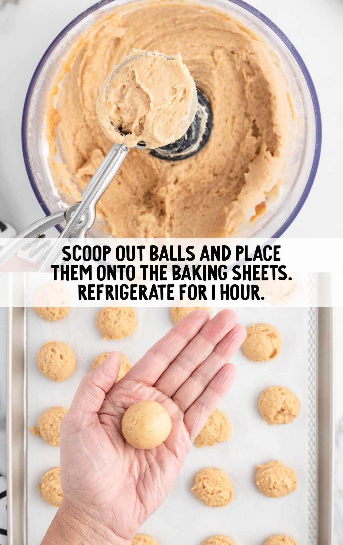 balls scooped out and place on a baking sheet