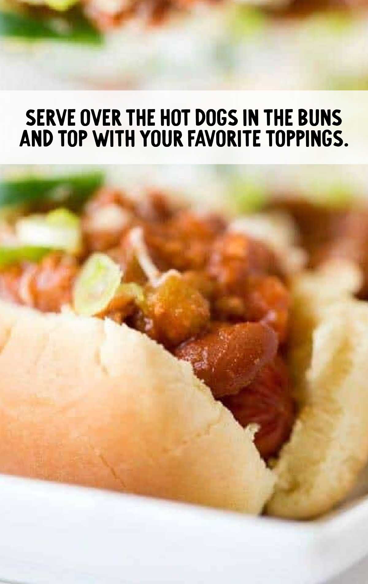 hot dogs topped with toppings