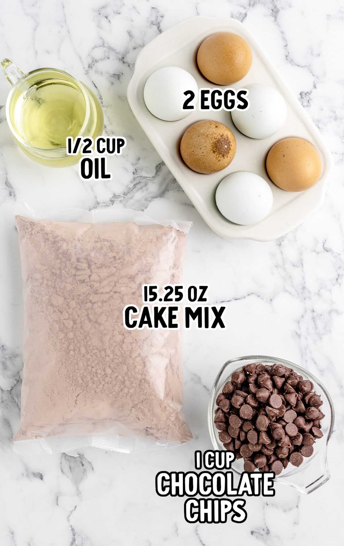 Cake Mix Brownies raw ingredients that are labeled