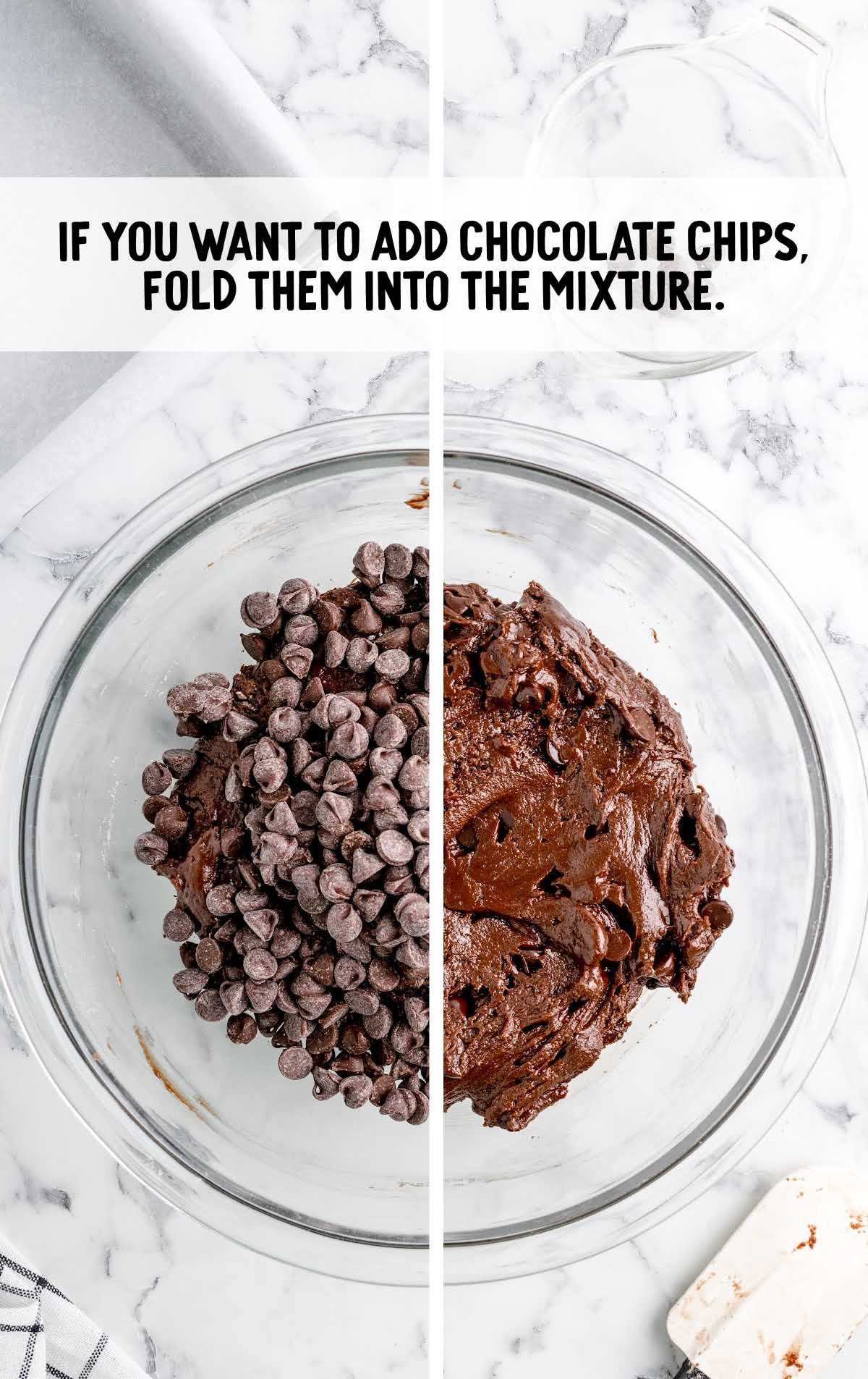 chocolate chips folded if you want to incorporate