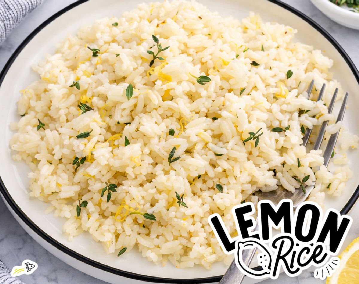 lemon rice on a plate