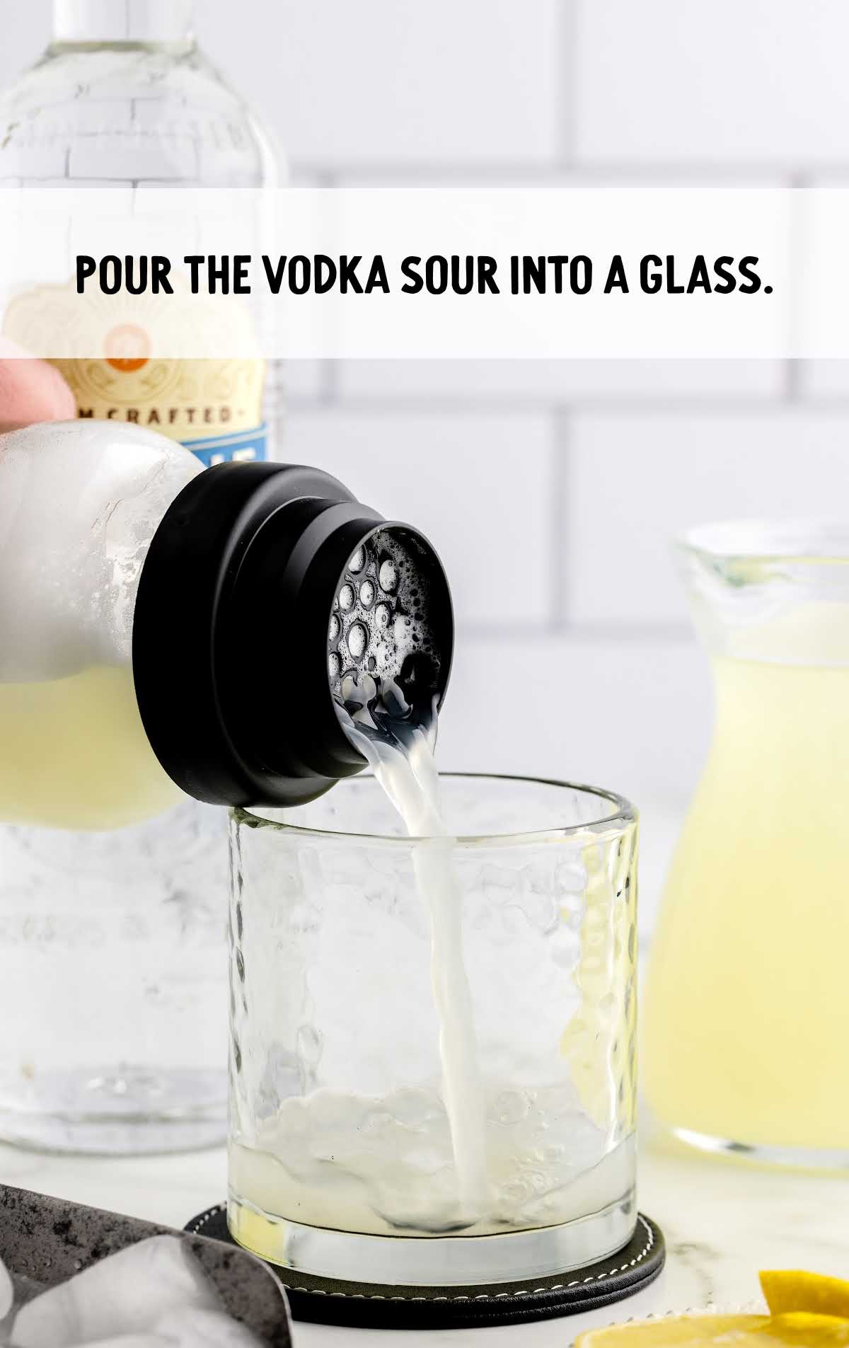 vodka soda poured into a glass