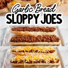 Garlic Bread Sloppy Joes are the star of this vintage recipe: crusty garlic bread gets generously topped with a savory sloppy joe mixture and melted cheese, shown on baking trays throughout each preparation stage, culminating in a deliciously finished baked dish labeled Vintage Recipe!.