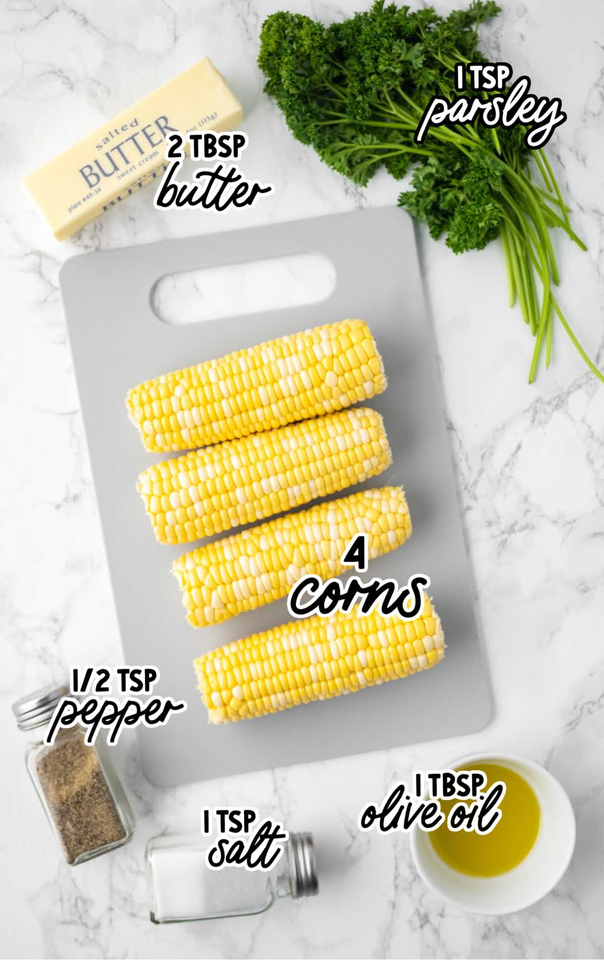 Air Fryer Corn On The Cob raw ingredients that are labeled