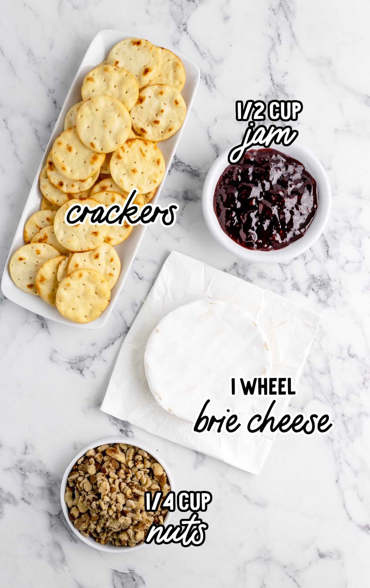 Baked Brie with Jam raw ingredients that are labeled