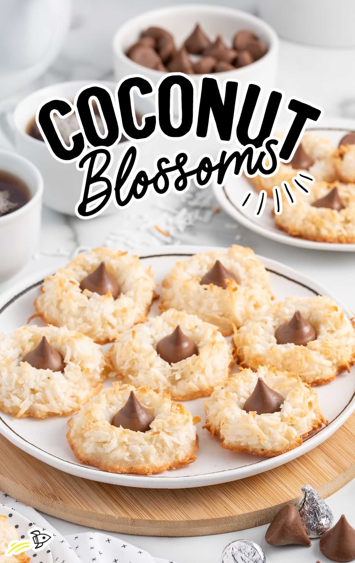 close up shot of a bowl of Coconut Blossom cookies