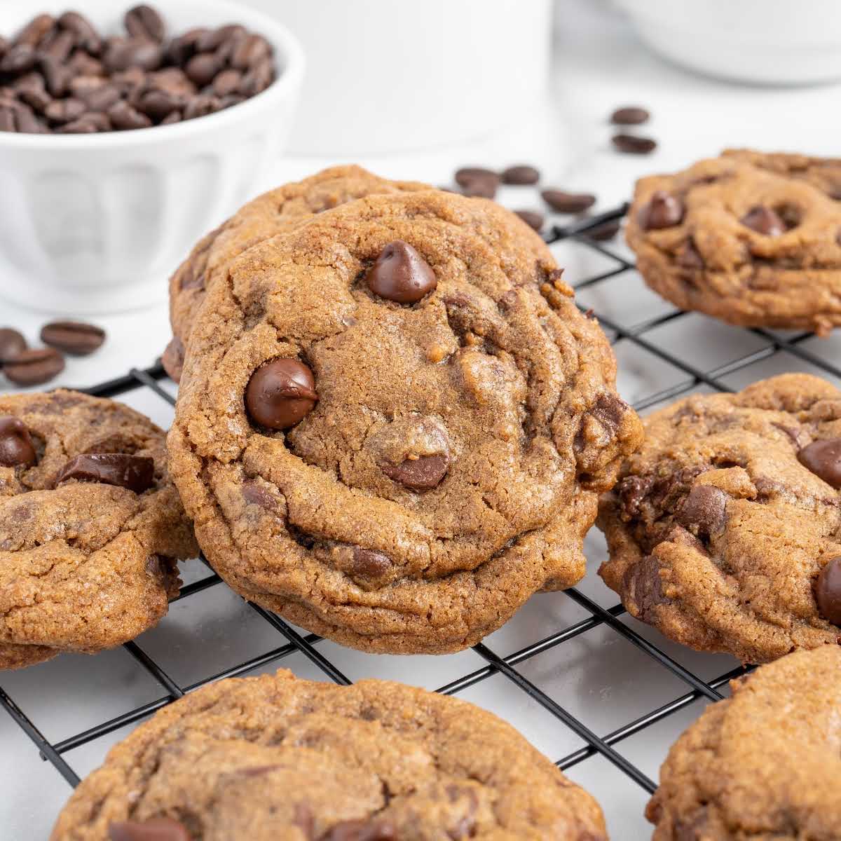 close up shot of Coffee Cookies on a cooling rack