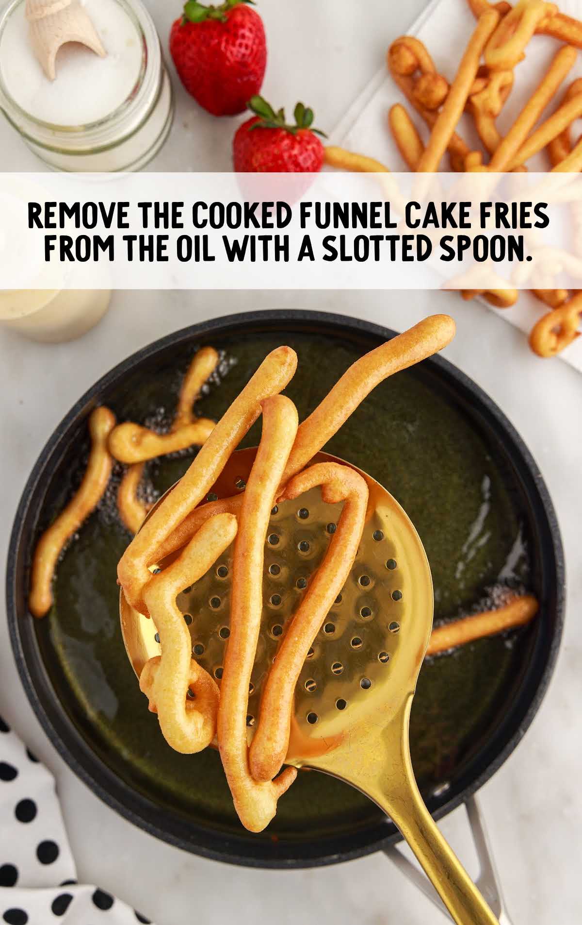 funnel cake fries removed from the oil