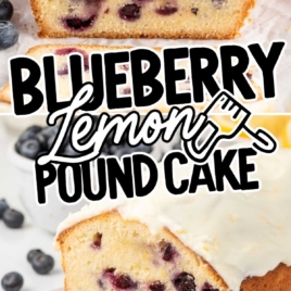 a loaf of Lemon Blueberry Pound Cake