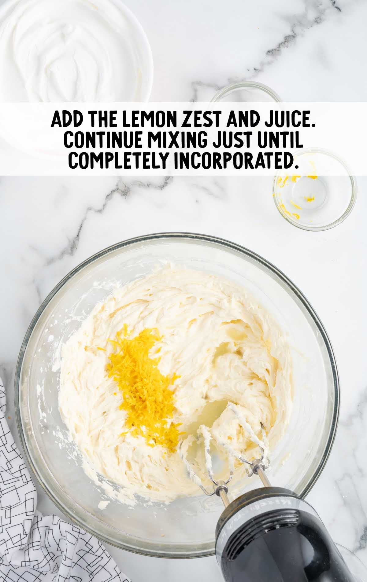 lemon zest and juice added to the butter mixture