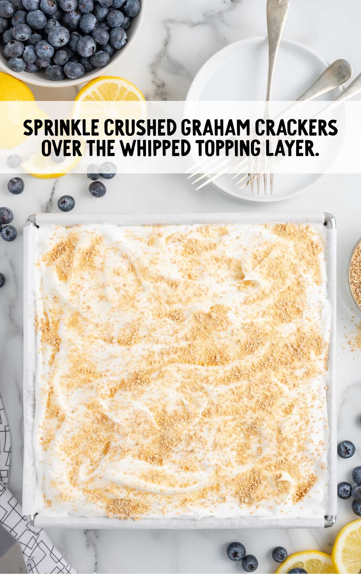 crushed graham crackers sprinkled over the whipped topping layer