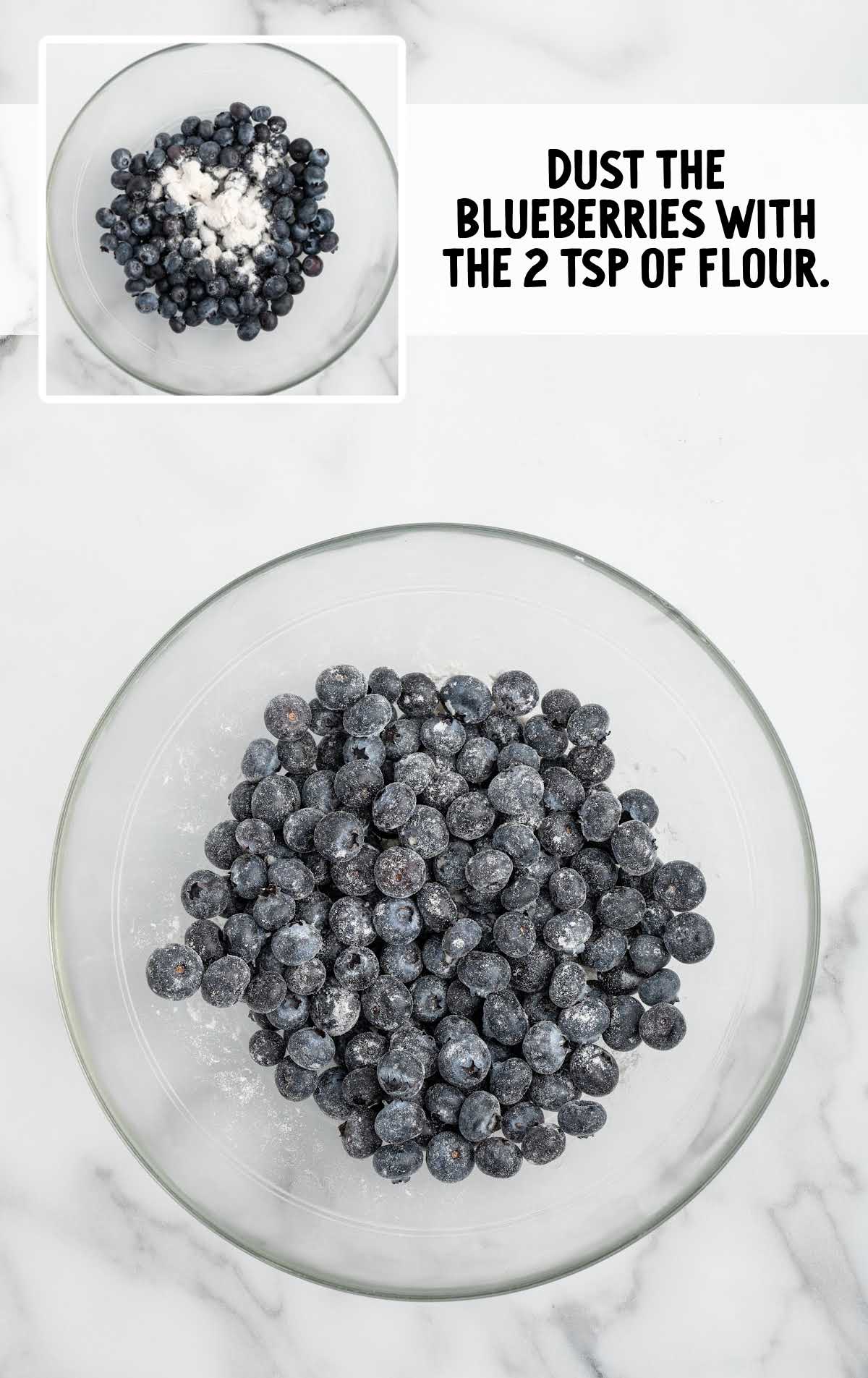 blueberries tossed with flour in a bowl