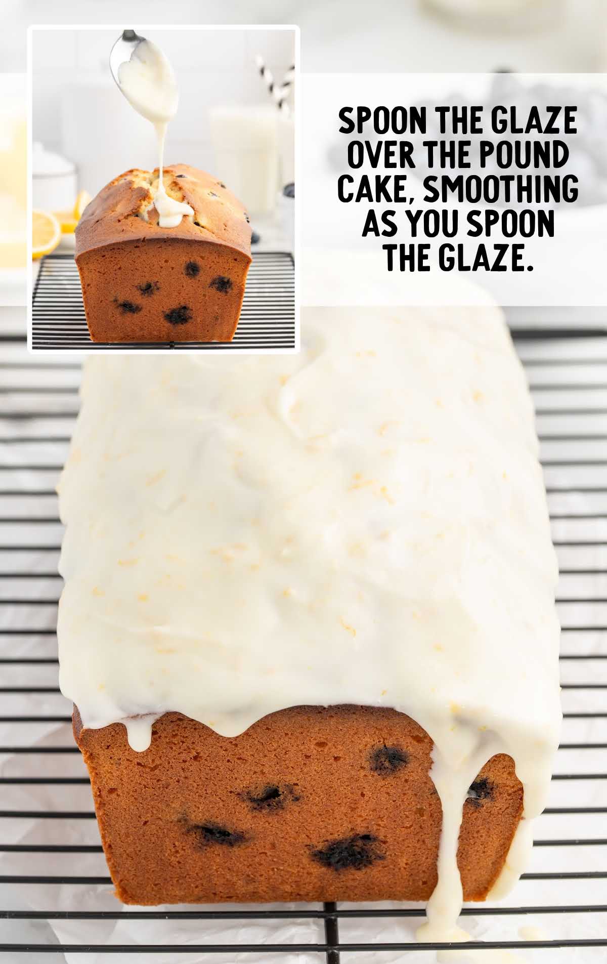 pound cake topped with glaze