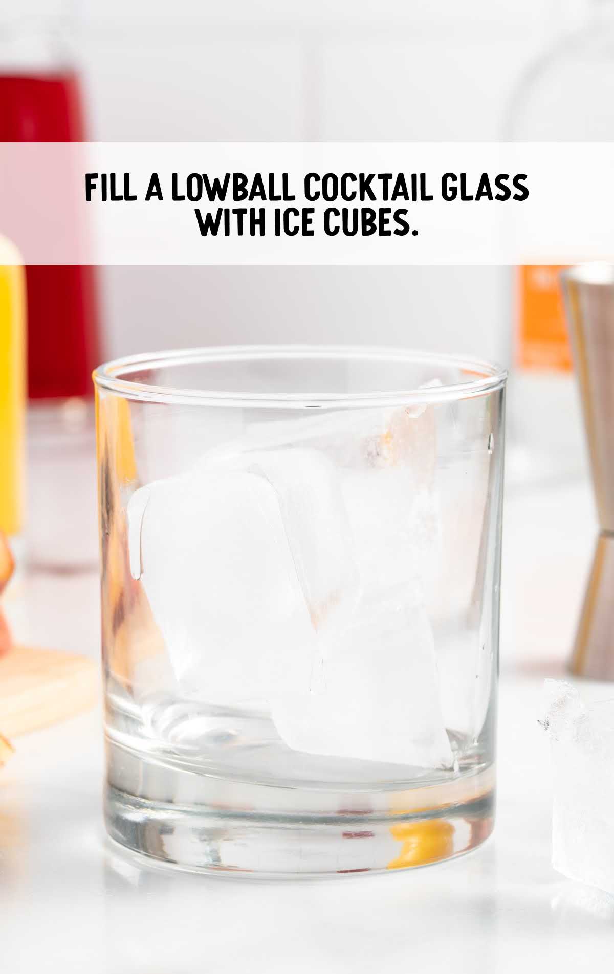 fill cocktail glass with ice