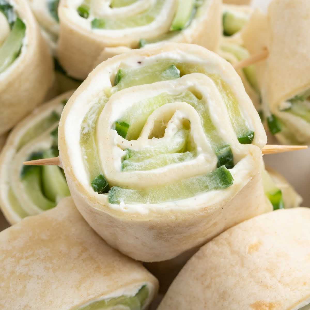 close up shot of a bunch of Pinwheel Sandwiches