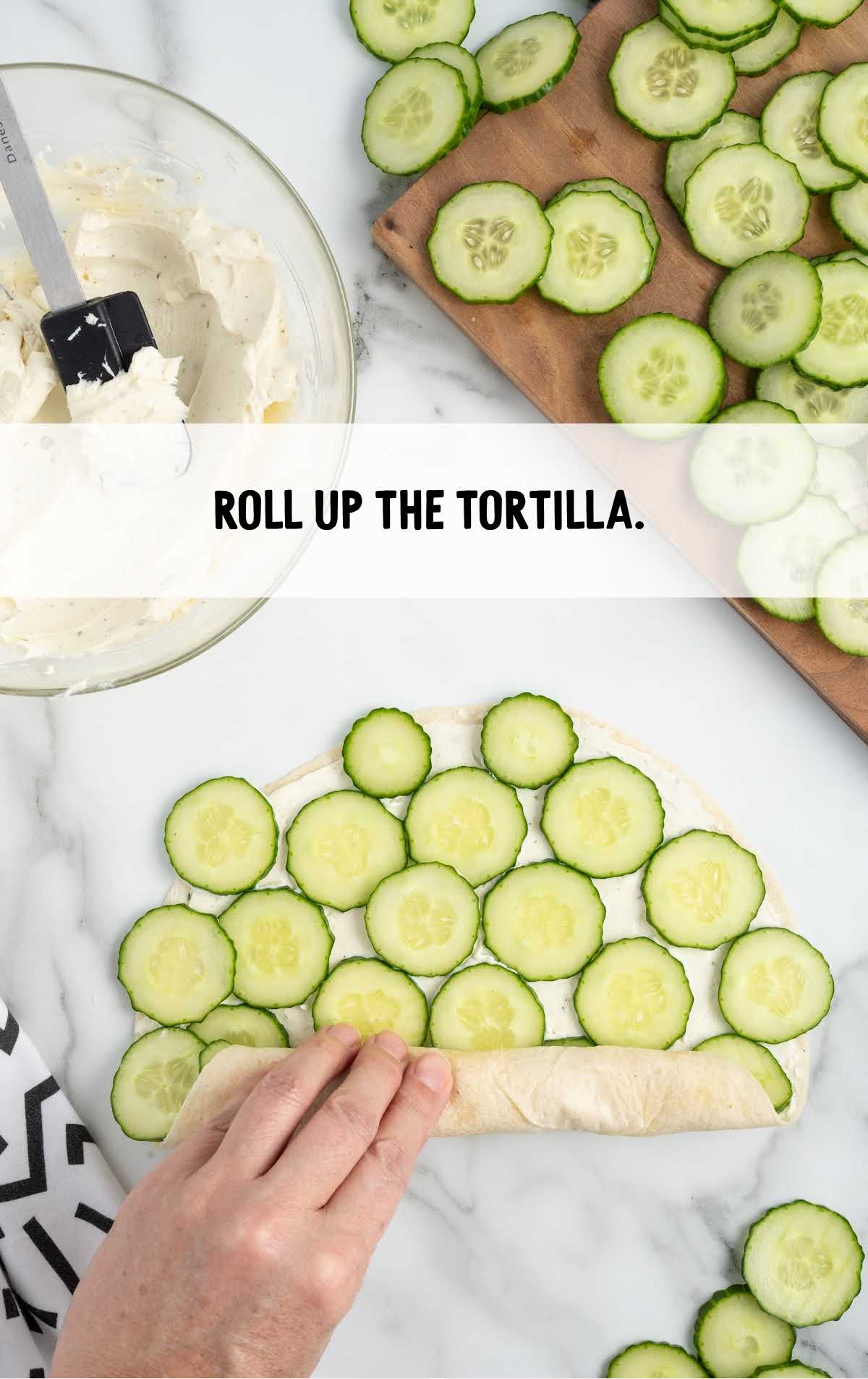 tortilla being rolled up