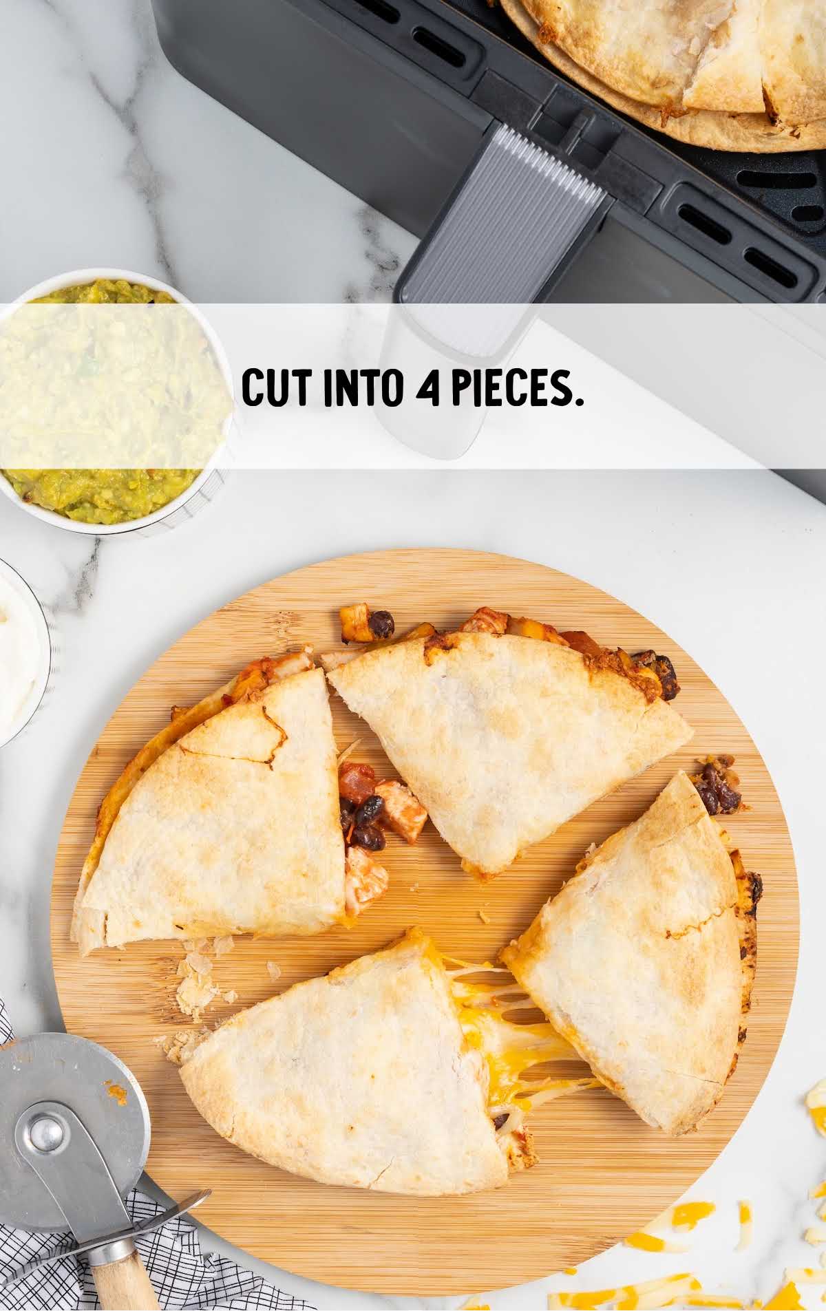 quesadilla cut into pieces