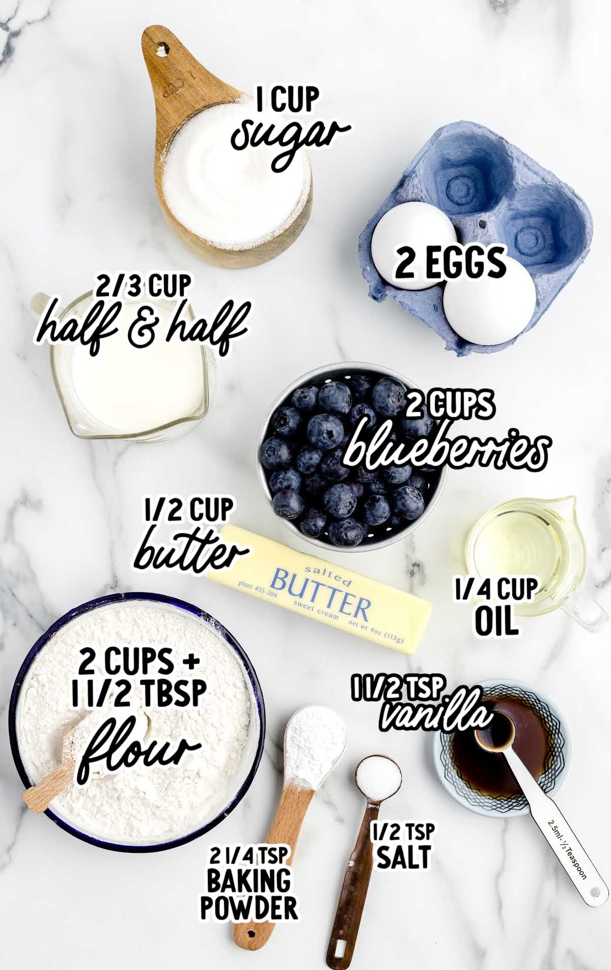 Blueberry Cake raw ingredients that are labeled