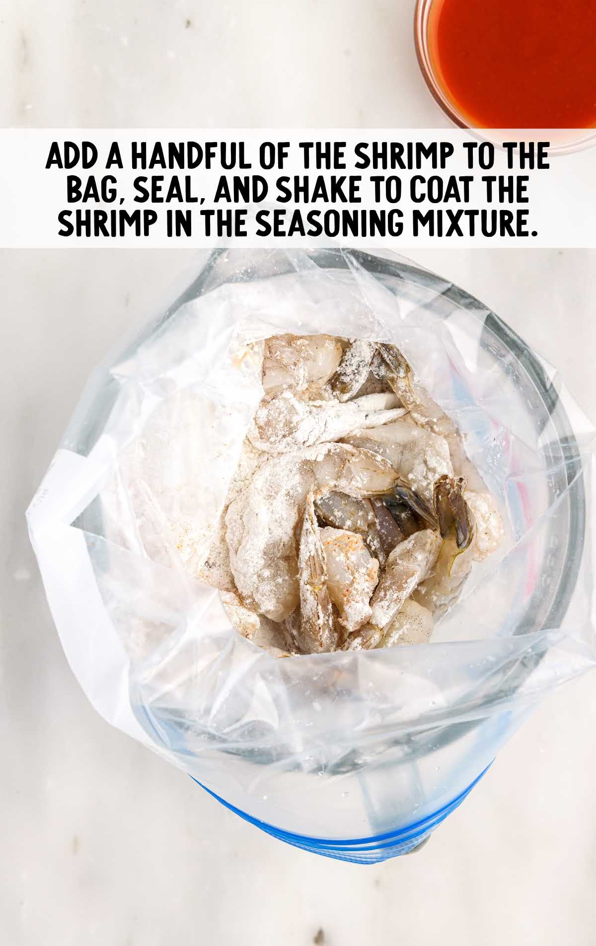 shrimps added to the bag of seasonings 