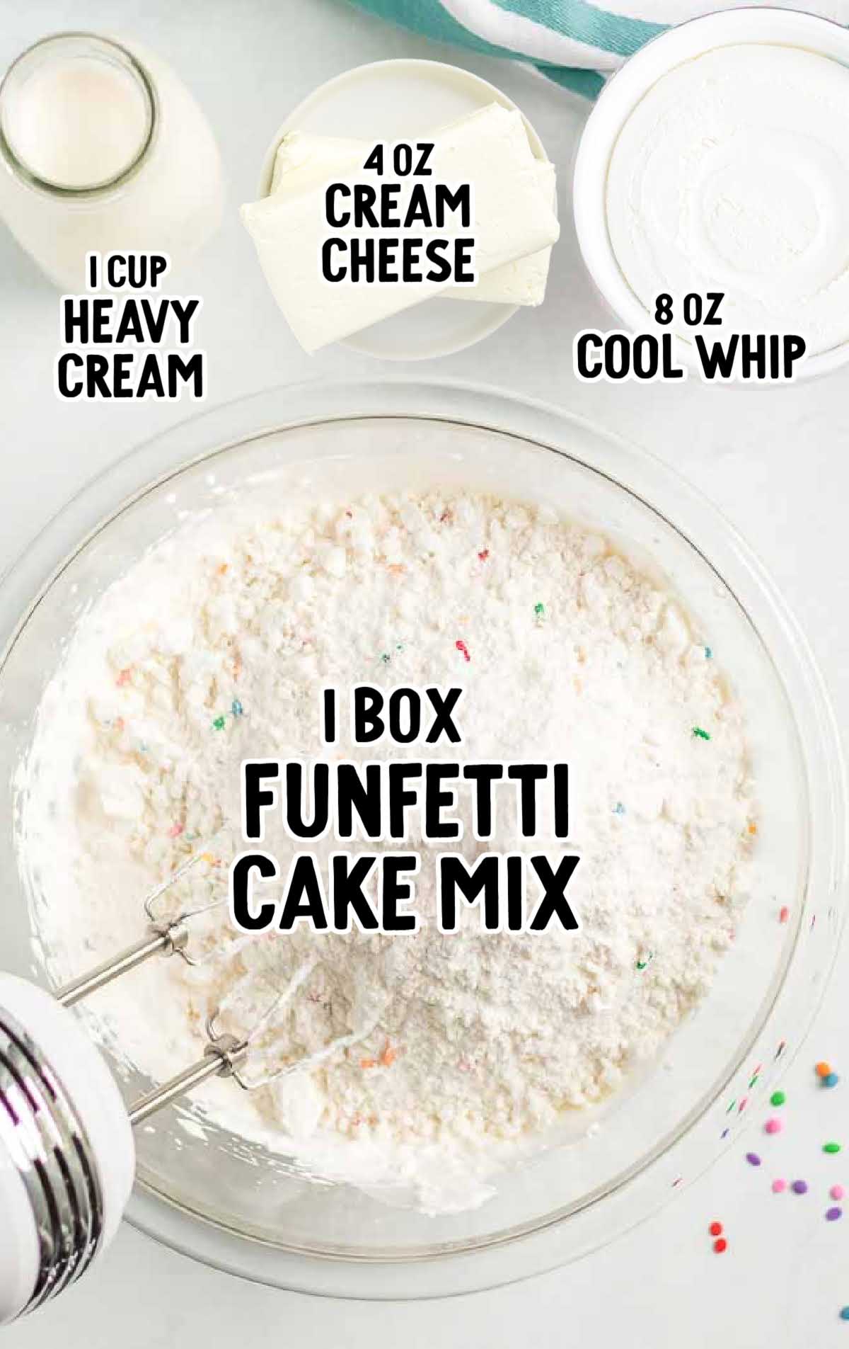 Funfetti Dip raw ingredients that are labeled