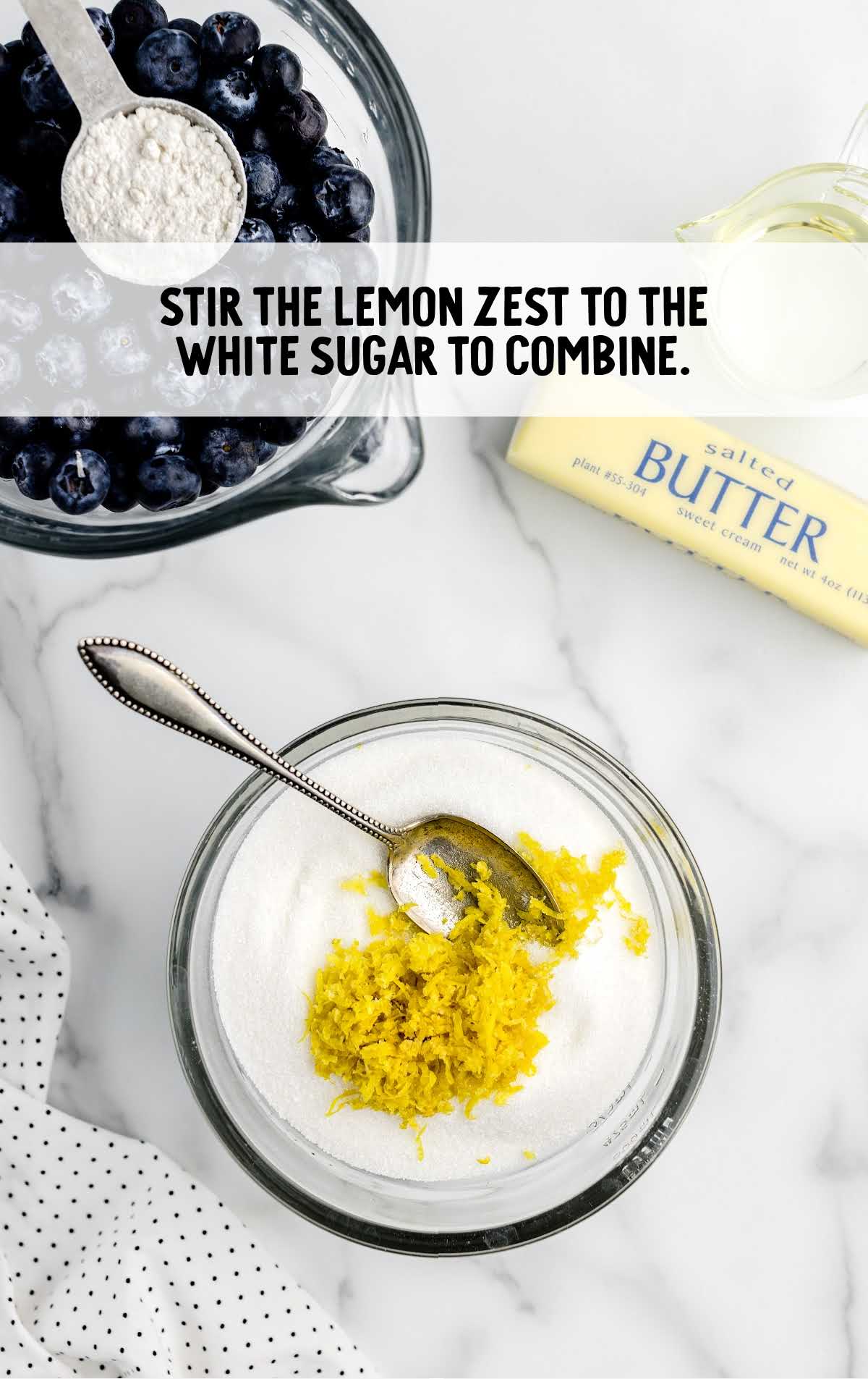 lemon zest stirred with white sugar and combined together